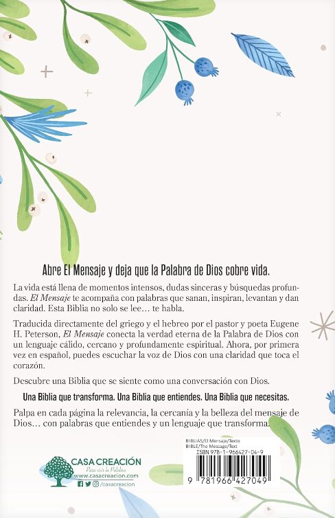 Biblia El Mensaje Tapa Dura Verde Floral - Imagen 3