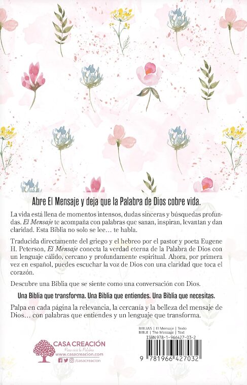 Biblia El Mensaje Tapa Dura Rosa Floral - Imagen 3