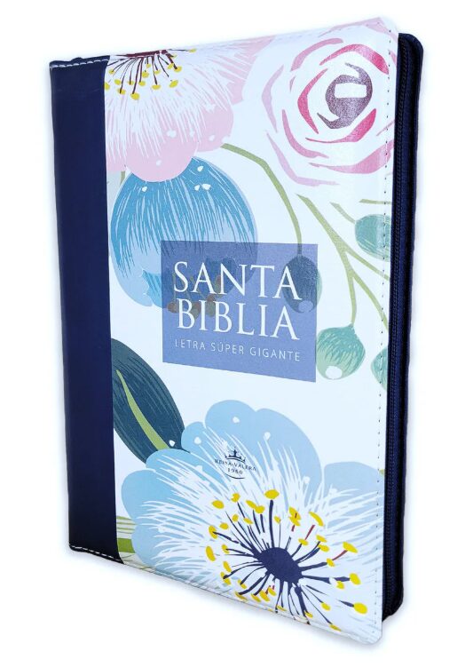 Biblia Reina Valera 1960 Letra Gigante Cierre Flores Azul